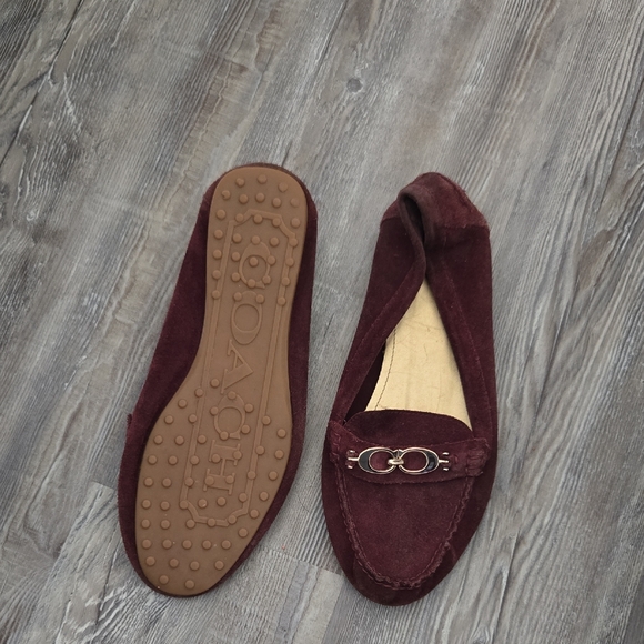 Coach Burgundy Suede Bit-Detail Flats - Picture 2 of 2
